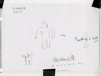 from 2010 sketchbook: 'suddenly, I want to build a body'